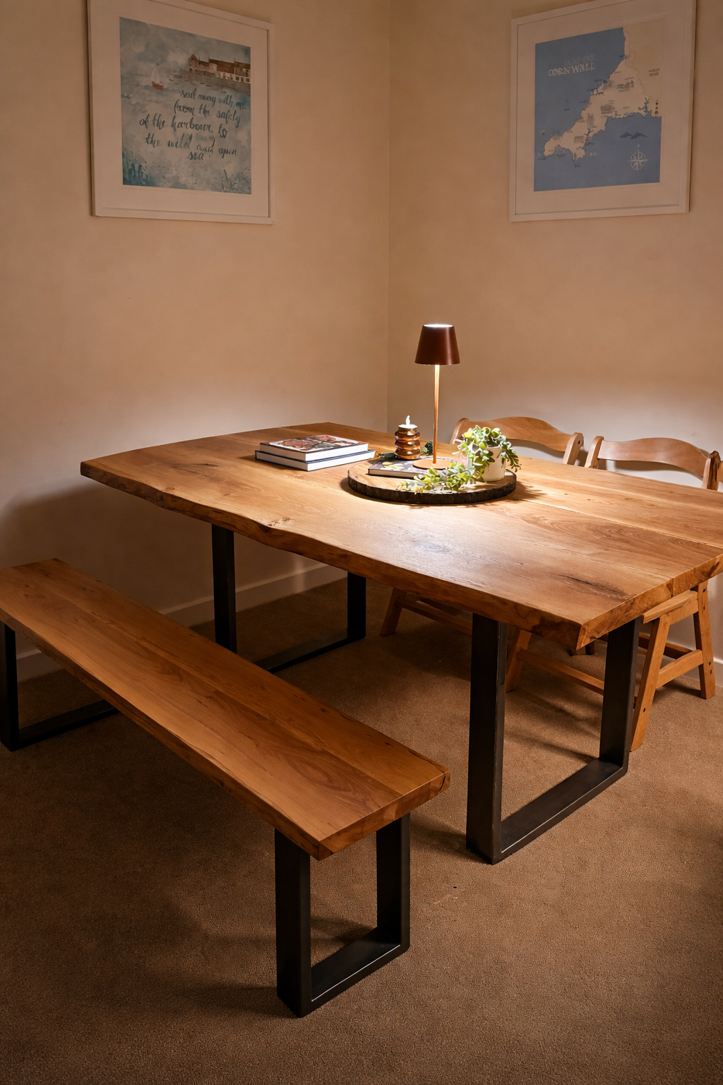 Live Edge Dining Table & Benches