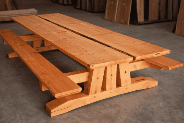 Wooden picnic table for outdoor use, crafted from timber at Citadel Joinery.